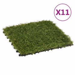 vidaXL 11x Artificial Grass Tiles Green Fake Lawn Synthetic Turf Ground Garden