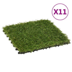 vidaXL 11x Artificial Grass Tiles Green Fake Lawn Synthetic Turf Ground Garden