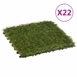 vidaXL 22x Artificial Grass Tiles Green Fake Lawn Synthetic Turf Ground Garden