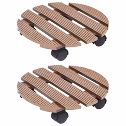 vidaXL 2x Plant Trolleys Brown WPC Plants Dollies Caddies Plants Pot Roller