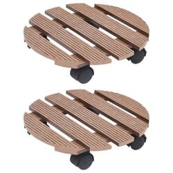 vidaXL 2x Plant Trolleys Brown WPC Plants Dollies Caddies Plants Pot Roller