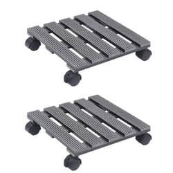 vidaXL 2x Plant Trolleys Grey WPC Plants Dollies Caddies Rolling Plants Stand