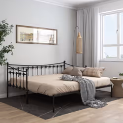 vidaXL Pull-out Sofa Bed Frame Black Metal for Day Sleeping Guest Sleepover
