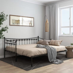 vidaXL Pull-out Sofa Bed Frame Black Metal for Day Sleeping Guest Sleepover