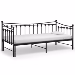 vidaXL Pull-out Sofa Bed Frame Black Metal for Day Sleeping Guest Sleepover