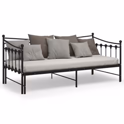 vidaXL Pull-out Sofa Bed Frame Black Metal for Day Sleeping Guest Sleepover
