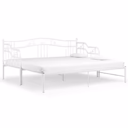 vidaXL Pull-out Sofa Bed Frame White Metal for Day Sleeping Sleepover Guest