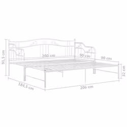 vidaXL Pull-out Sofa Bed Frame White Metal for Day Sleeping Sleepover Guest