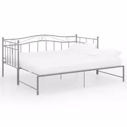 vidaXL Pull-out Sofa Bed Frame Grey Metal Living Room Occasional Sleepover