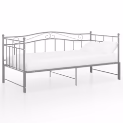 vidaXL Pull-out Sofa Bed Frame Grey Metal Living Room Occasional Sleepover
