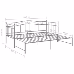 vidaXL Pull-out Sofa Bed Frame Grey Metal Living Room Occasional Sleepover - Additional view 4