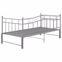 vidaXL Pull-out Sofa Bed Frame Grey Metal Living Room Occasional Sleepover - Additional view 8