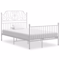 vidaXL Bed Frame White Metal Home 120x200 cm Bedroom Furniture Unit Bedstead