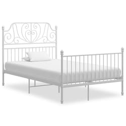 vidaXL Bed Frame White Metal Home 120x200 cm Bedroom Furniture Unit Bedstead