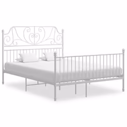vidaXL Bed Frame White Metal Home 140x200 cm Bedroom Furniture Unit Bedstead