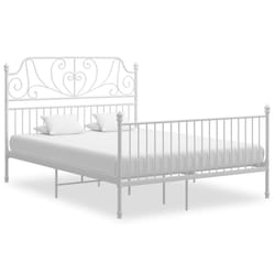 vidaXL Bed Frame White Metal Home 140x200 cm Bedroom Furniture Unit Bedstead