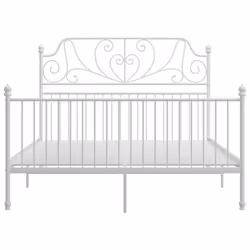 vidaXL Bed Frame White Metal Home 140x200 cm Bedroom Furniture Unit Bedstead