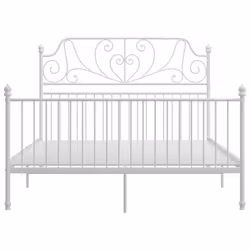 vidaXL Bed Frame Metal Home Bedroom Bed Base Bedstead Mattress Foundation - white, 160 x 200 cm
