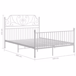 vidaXL Bed Frame Metal Home Bedroom Bed Base Bedstead Mattress Foundation - white, 160 x 200 cm