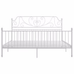 vidaXL Bed Frame Metal Home Bedroom Bed Base Bedstead Mattress Foundation - white, 180 x 200 cm - Additional view 2