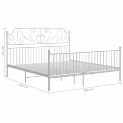 vidaXL Bed Frame Metal Home Bedroom Bed Base Bedstead Mattress Foundation - white, 180 x 200 cm - Additional view 3
