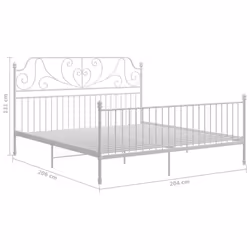 vidaXL Bed Frame Metal Home Bedroom Bed Base Bedstead Mattress Foundation - white, 200 x 200 cm - Additional view 3