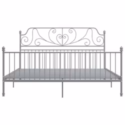 vidaXL Bed Frame Metal Home Bedroom Bed Base Bedstead Mattress Foundation - grey, 200 x 200 cm - Additional view 2