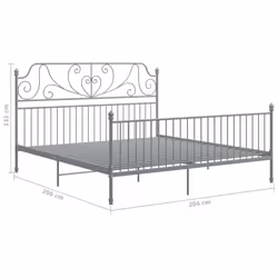 vidaXL Bed Frame Metal Home Bedroom Bed Base Bedstead Mattress Foundation - grey, 200 x 200 cm - Additional view 3