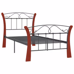 vidaXL Bed Frame Black Metal 90x200 cm Bedroom Furniture Bed Base Bedstead
