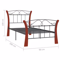 vidaXL Bed Frame Black Metal 90x200 cm Bedroom Furniture Bed Base Bedstead