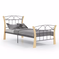vidaXL Bed Frame Black Metal 90x200 cm Bedroom Furniture Bed Base Bedstead