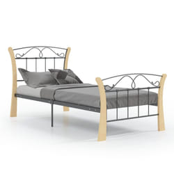 vidaXL Bed Frame Black Metal 90x200 cm Bedroom Furniture Bed Base Bedstead