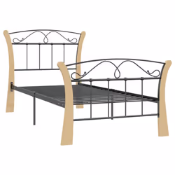 vidaXL Bed Frame Black Metal 90x200 cm Bedroom Furniture Bed Base Bedstead