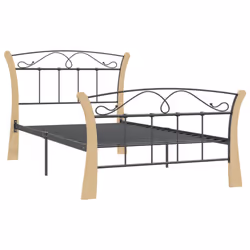 vidaXL Bed Frame Black Metal 100x200 cm Bedroom Furniture Bed Base Bedstead