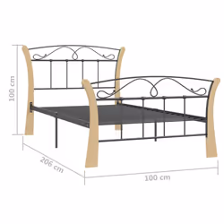 vidaXL Bed Frame Black Metal 100x200 cm Bedroom Furniture Bed Base Bedstead