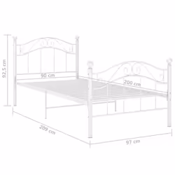 vidaXL Bed Frame White Metal 90x200 cm Home Bedroom Furniture Bed Base Unit