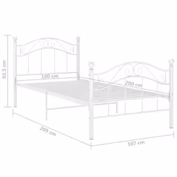 vidaXL Bed Frame Metal Home Bedroom Bed Base Unit 100cm/90cm Multi Colours - white - Additional view 7