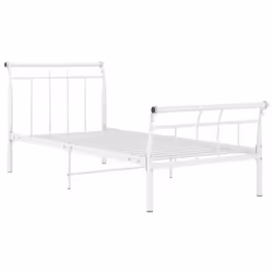 vidaXL Bed Frame White Metal 90x200 cm Bedroom Furniture Bed Base Bedstead