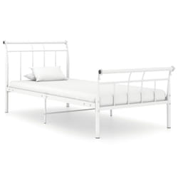 vidaXL Bed Frame White Metal 100x200 cm Bedroom Furniture Bed Base Bedstead