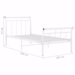 vidaXL Bed Frame White Metal 100x200 cm Bedroom Furniture Bed Base Bedstead