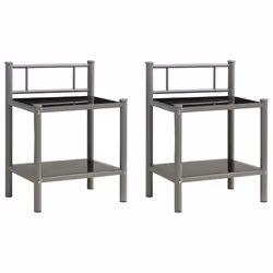 VidaXL 325093, Grey, Black, Glass, Metal, 450 mm, 345 mm, 605 mm, 2 pc(s)