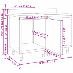 vidaXL Commercial Work Table Cabinet 120cm Stainless Steel Restaurant Cupboard - Additional view 4