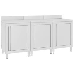 vidaXL Commercial Work Table Cabinet 180cm Stainless Steel Restaurant Cupboard