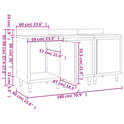 vidaXL Commercial Work Table Cabinet 180cm Stainless Steel Restaurant Cupboard