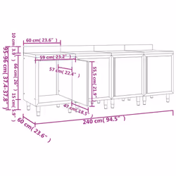 vidaXL Commercial Work Table Cabinet 240cm Stainless Steel Restaurant Cupboard - Additional view 3
