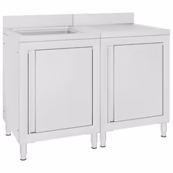 vidaXL Commercial Kitchen Sink Cabinet Stainless Steel Restaurant Cupboard