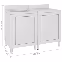 vidaXL Commercial Kitchen Sink Cabinet Stainless Steel Restaurant Cupboard - Additional view 4
