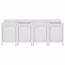 vidaXL Commercial Kitchen Sink Cabinet 240cm Stainless Steel Storage Cupboard