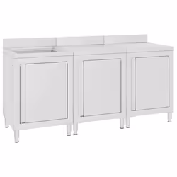 vidaXL Commercial Kitchen Sink Cabinet 180cm Stainless Steel Storage Cupboard