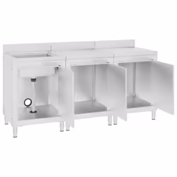 vidaXL Commercial Kitchen Sink Cabinet 180cm Stainless Steel Storage Cupboard